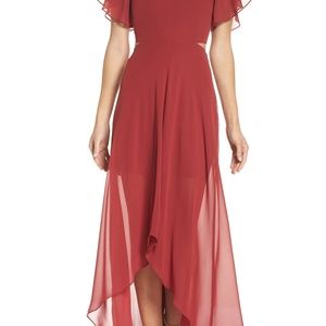 Ali & Jay Red Bohemian Rhapsody Hi-Low Maxi Dress